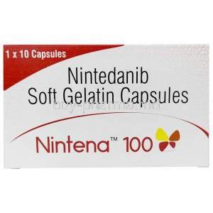Nintena, Nintedanib 100mg, Soft Gelatin Capsule, Sun Pharmaceutical, Box front view