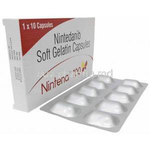 Nintena, Nintedanib 100mg, Soft Gelatin Capsule, Sun Pharmaceutical, Box, Blisterpack