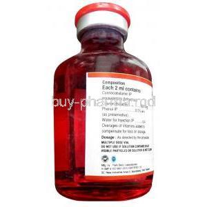Jscyno Injection, Cyanocobalamin 500mg, Injection Vial 30mL, Mandhana Pharmaceuticals, Bottle information, Dosage