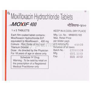 Moxif, Generic Avelox,  Moxifloxacin Box Information