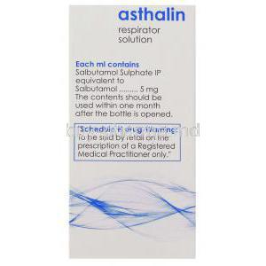 Asthalin, Salbutamol  Respirator Solution  Box Composition