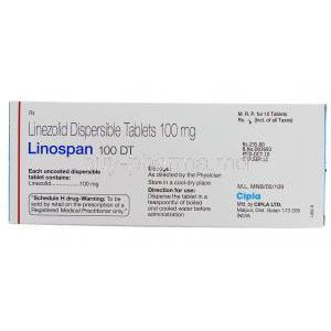 Linospan DT, Generic Zyvox, Linezolid Dispersible Tablet BOx Information
