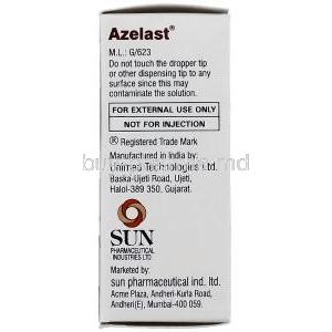 Azelast,  Generic Optivar,  Azelastine Hcl Eyedrop Sun Pharma Manufacturer