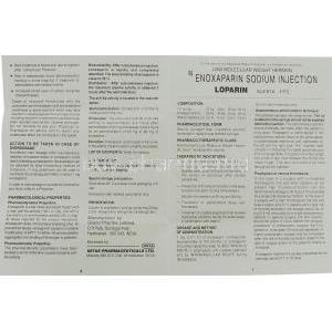 Loparin,  Generic Lovenox,  Enoxaparin Injection Information Sheet 1