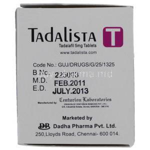 Tadalista, Tadalafil 5 Mg Dadha Pharma Manufacturer