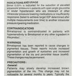 Bimat , Bimatoprost Eye drops information sheet 3