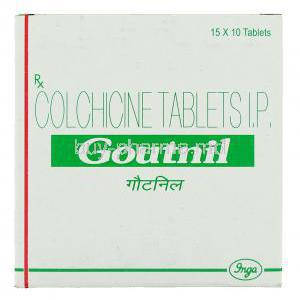 Goutnil, Generic Colcrys, Colchicine 0.5 mg  box