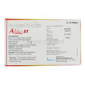 Aloha-XT, Ferrous Ascorbate/ Folic Acid  Indoco Remedies