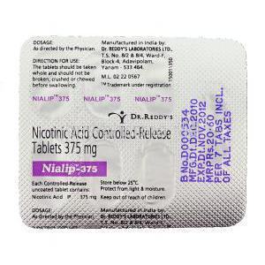 Nialip, Generic Niaspan, Niacin/ Nicotinic Acid 375 mg packaging