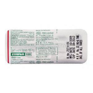 Zospar, Generic  Zagam, Sparfloxacin 100 mg packaging