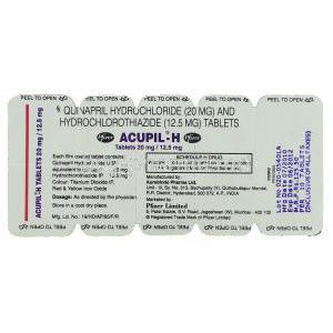 Acupil H , Generic Accuretic, Quinapril/ Hydrochlorothiazide packaging
