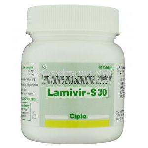 Lamivir S, Lamivudine 150 mg/ Stavudine 30 mg bottle