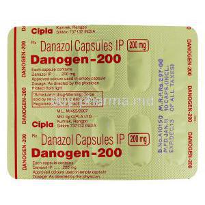 Danogen, Generic Danocrine, Danazol 200 mg packaging