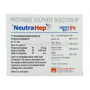 NeutraHep, Protamine  Injection box information