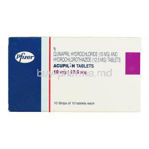 Acupil H, Quinapril 10 mg/  Hydrochlorothiazide 12.5 mg box