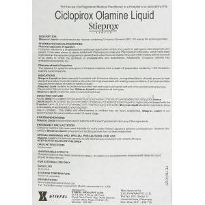 Stieprox Liquid Ciclopirox information sheet 1