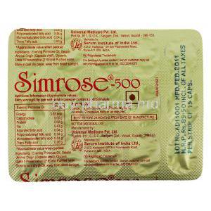 Simrose, Evening Primrose Oil packaging