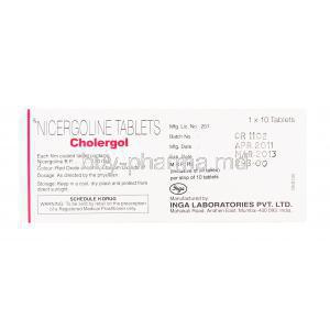 Cholergol, Generic Sermion, Nicergoline 30 mg box information