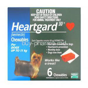 Heartgard 30 Chewable Ivermectin 68mcg for Small Dog (up to 11kg)