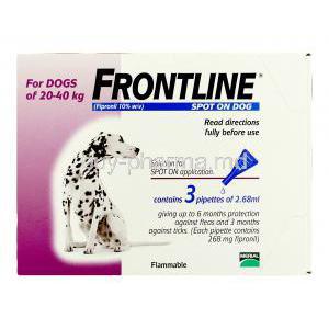 Frontline for Dog Spot On Fipronil 10% 2.68ml for big Dog (20-40kg) 3 pipette