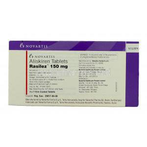 Rasilez, Aliskiren 150 mg box information