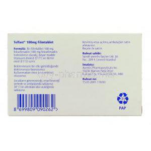 Telfast 180 mg box information