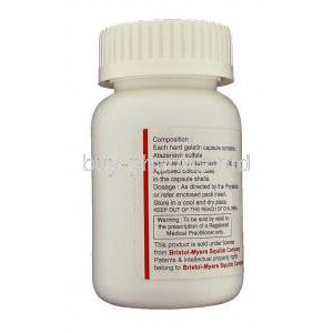 Atazor, Generic Reyataz, Atazanavir 200 mg container information
