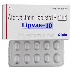 Lipvas, Generic Lipitor,  Atorvastatin Tablet 10 Mg (Cipla)