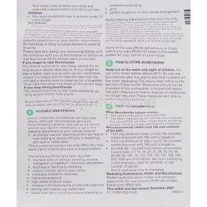 Generic Bumex, Burinex, Bumetanide 1 mg information sheet 2