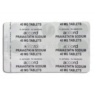 Generic Pravachol,  Pravastatin 40 mg packaging
