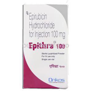 Epithra , Generic Ellence, Epirubicin  100 mg Injection box