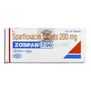 Zospar 200, Generic Zagam, Sparfloxacin 200 mg  box