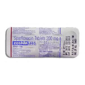 Zospar 200, Generic Zagam, Sparfloxacin 200 mg  packaging
