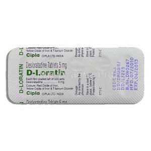 D-Loratin, Generic  Clarinex, Desloratadine 5 mg packaging