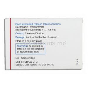 Vesigard, Generic Enablex, Darifenacin 7.5 mg Cipla