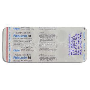 Febucip, Generic Uloric, Febuxostat 80 mg packaging
