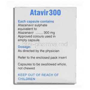 Atavir, Generic Reyataz, Atazanavir  300 mg box composition