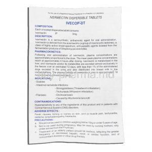 Ivecop-DT, Generic Stromectol, Ivermectin Dispersible 3mg, Information Sheet