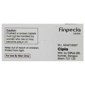 Finpecia, Generic Propecia, Finasteride 1mg (Cipla) Box Manufacturer