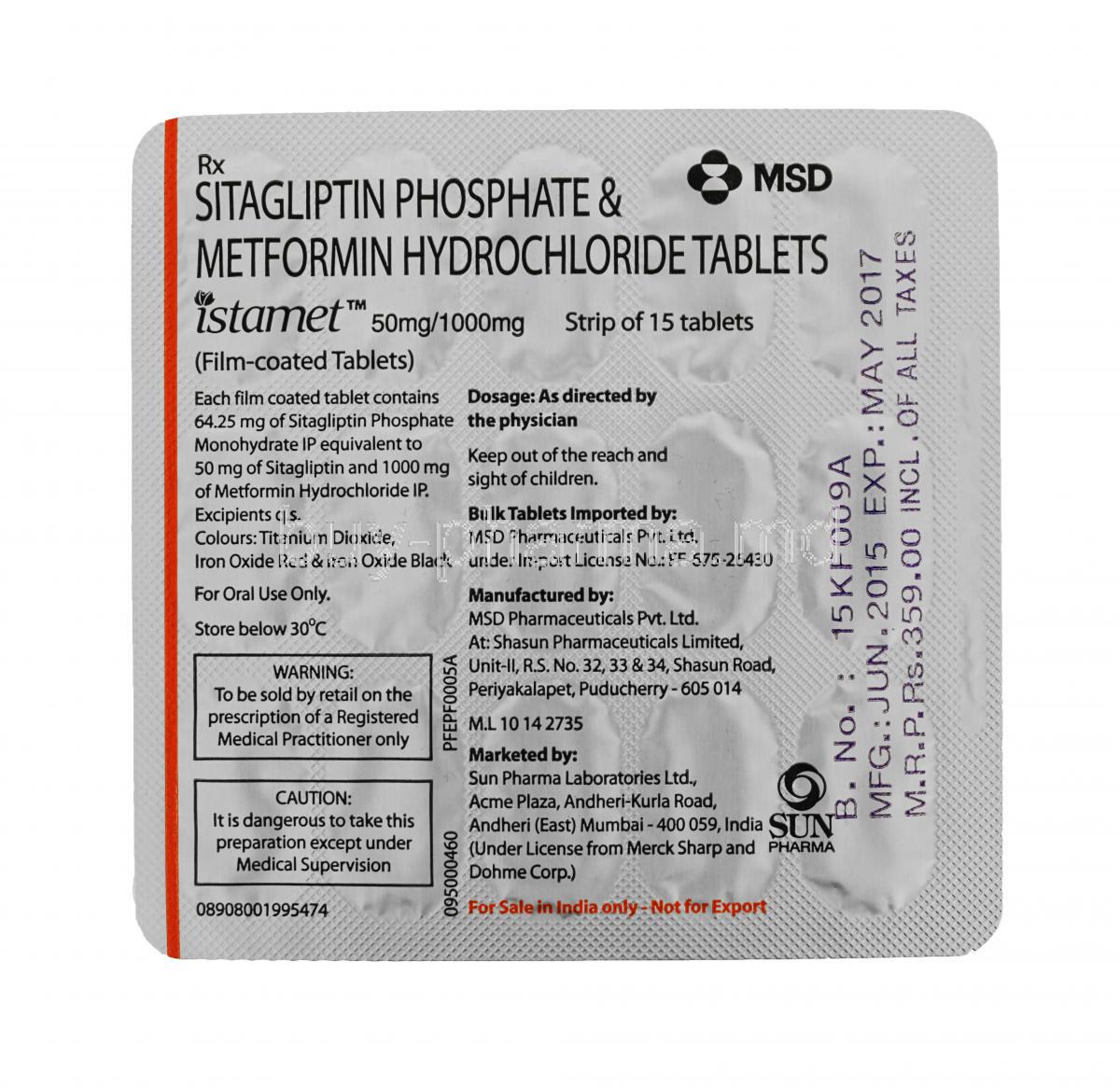 sitagliptin metformin janumet 50mg tablet label pharma dosage msd md diabetes