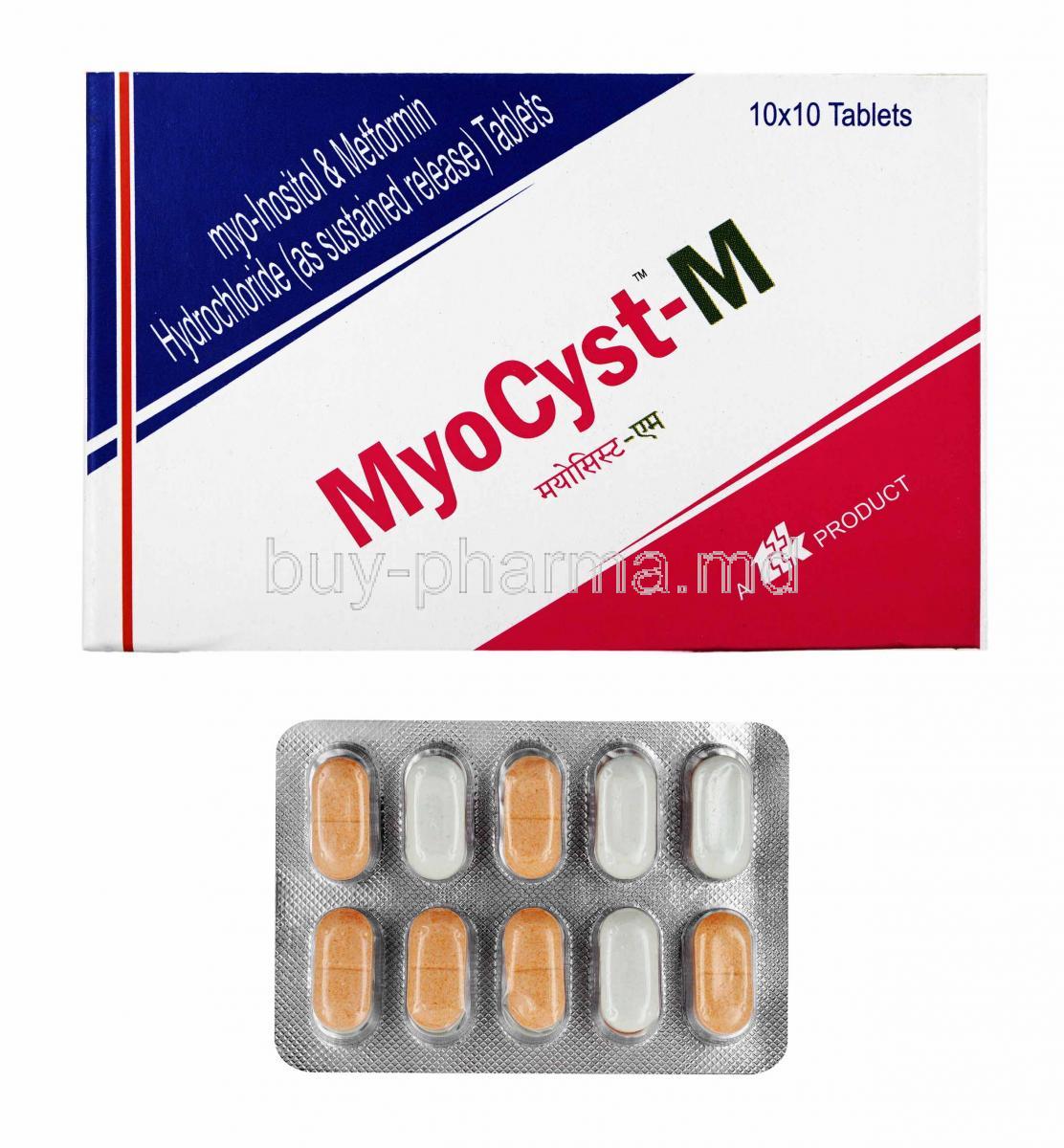 myocyst-m, 二甲双胍 和 肌醇 盒子 和 片