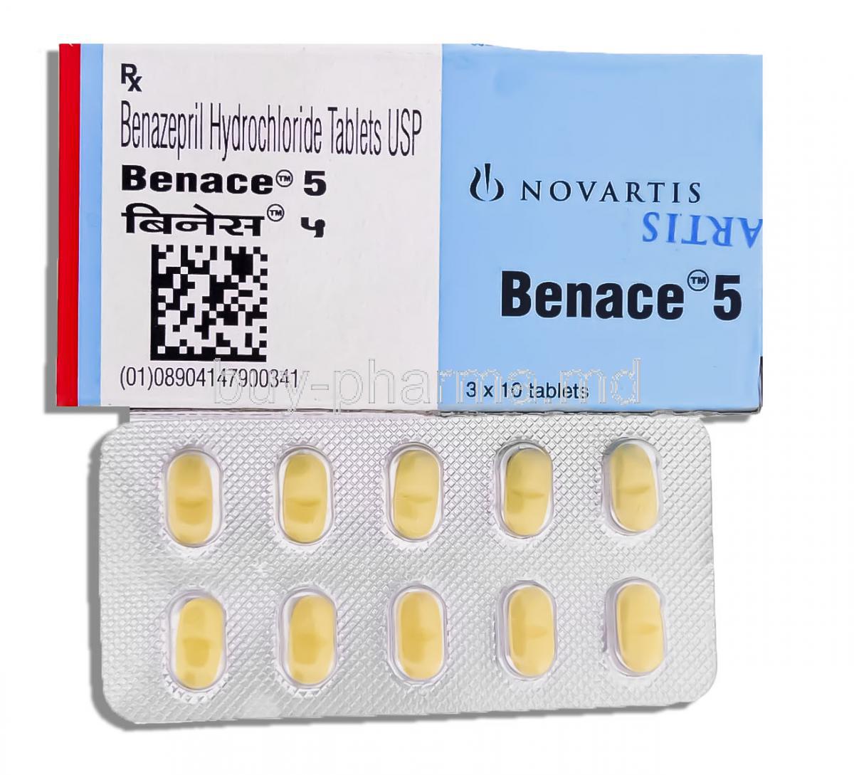 Benace , Benazepril  5 mg Tablet  (Novartis)