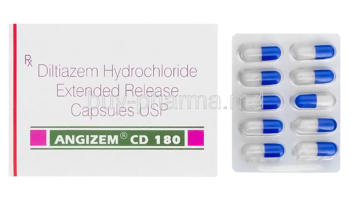 Angizem CD 180, Generic Cardizem XL, Diltiazem Hydrochloride 180mg Extended Release