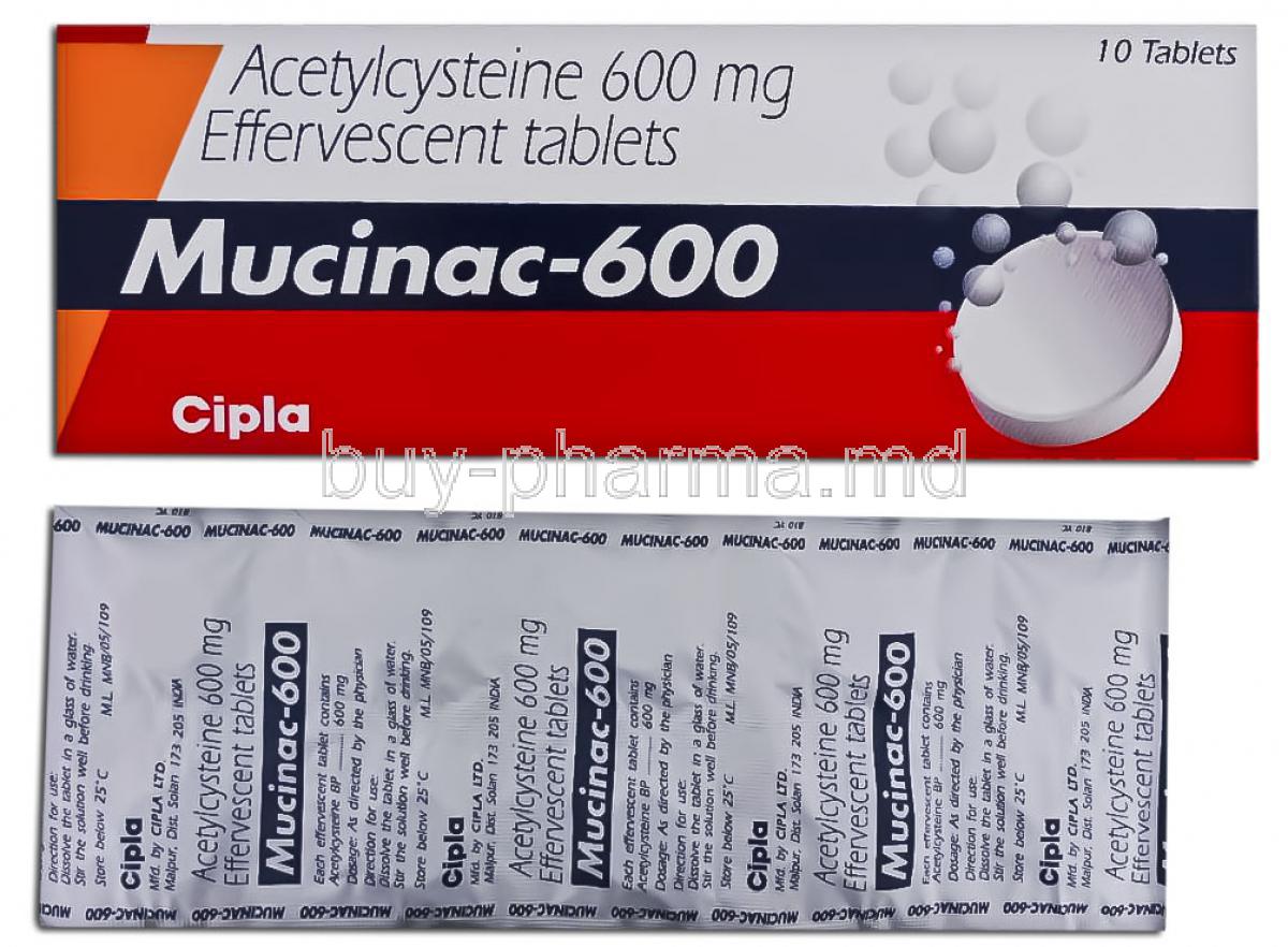 Mucinac 600,  Acetylcysteine 600 Mg Effervescent Tablet (Cipla)