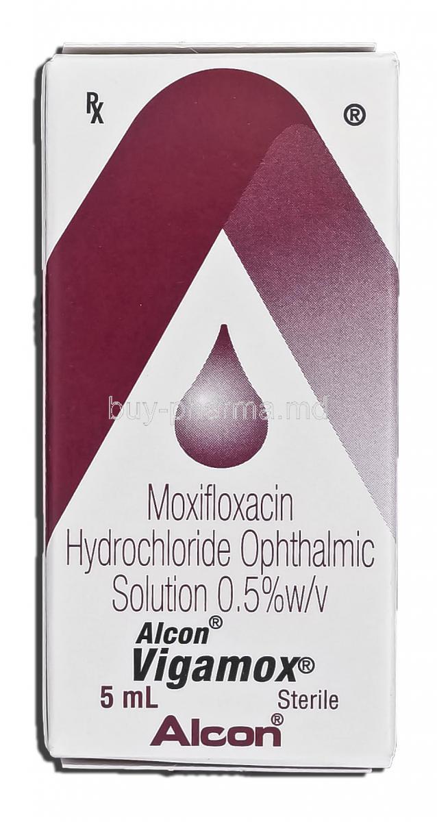 Vigamox, Moxifloxacin Hydrochloride Ophthalmic, 5 ml, Eye Drop