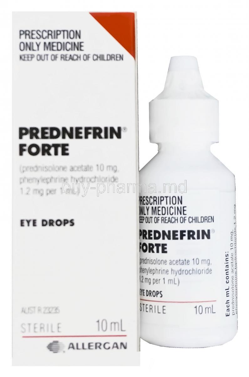Prednefrin Forte Eye Drops, Prednisolone Acetate 10mg and Phenylephrine Hydrochloride 1.2mg per 1ml 10ml