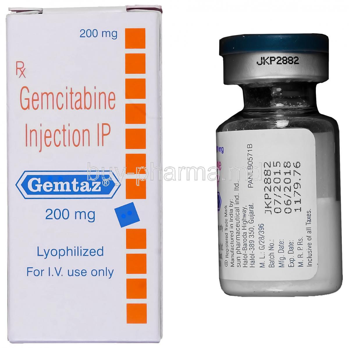 Gemtaz, Generic Gemzar, Gemcitabine 200mg Injection Vial