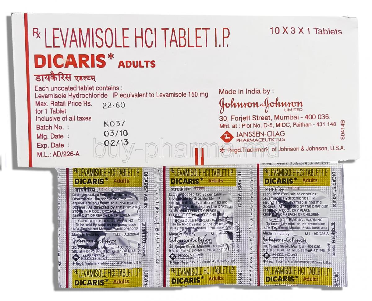 Dicaris, Generic Ergamisol,  Levamisole 150 Mg Tablet (Johnson )