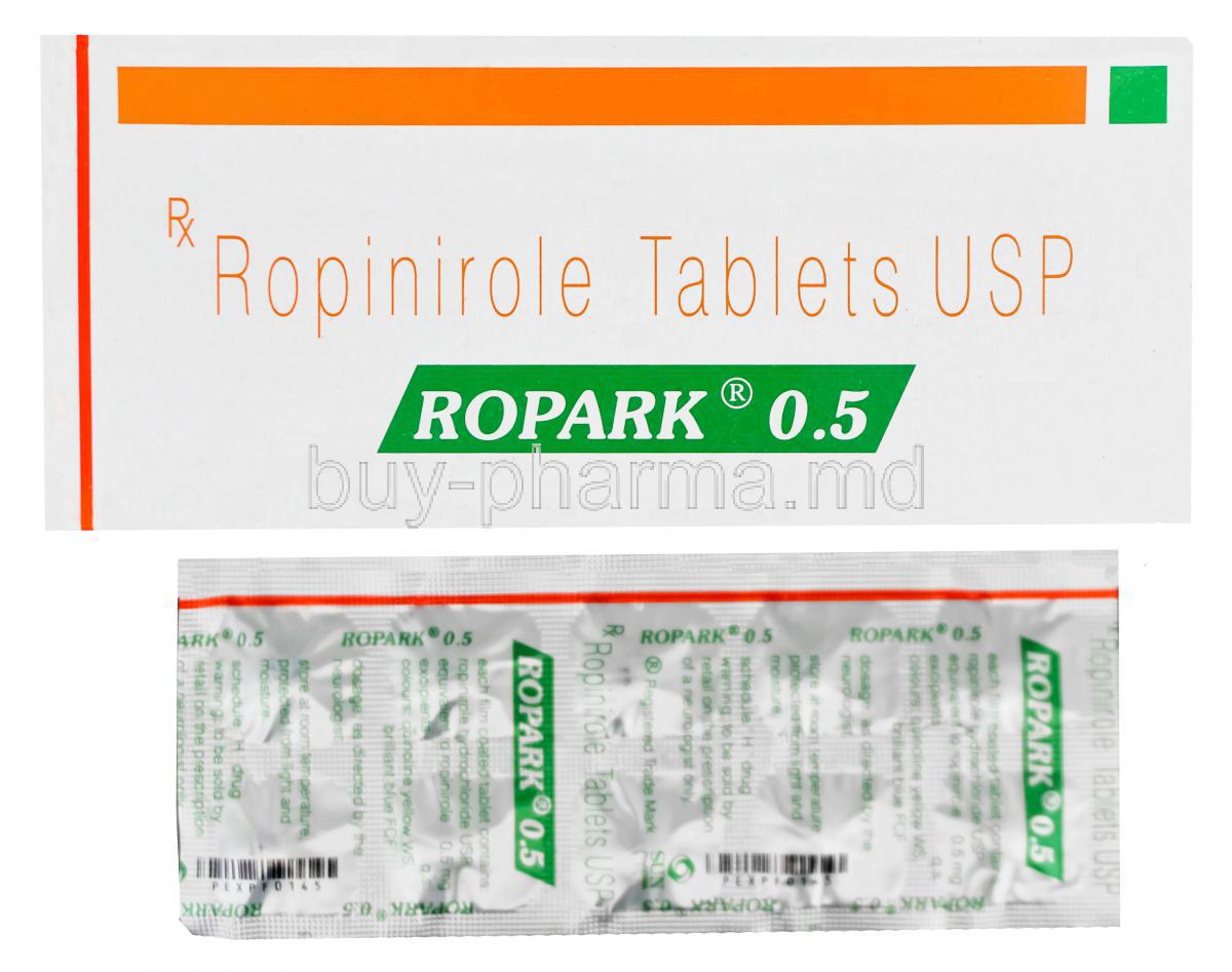 Ropark 0.5, Generic Requip, Ropinirole 0.5mg