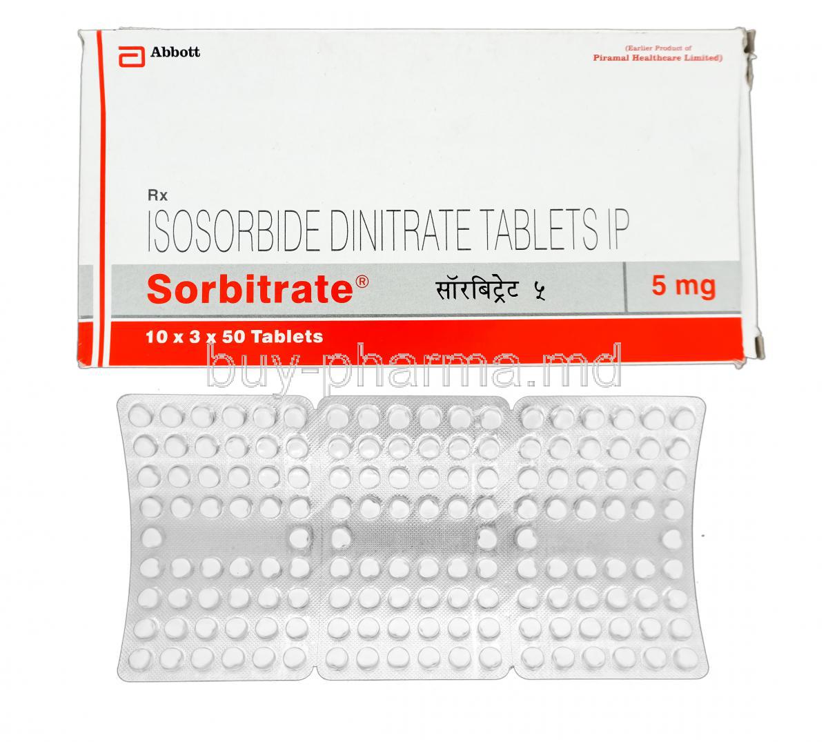Sorbitrate, Generic  Isordil, Isosorbide Dinitrate, 5mg